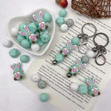 30pcs/52pcs Bunny Egg Shape Silicone Bead Set, Easter Jewelry DIY Gift, Suitable For Necklace, Bracelet, Home Decor - Ideal Handmade Gift