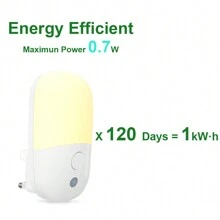Night Light Plug In Wall,Aotomatic Night Light With Dusk To Dawn Sensor,2700K Warm White Light,ABS Three-Level Adjustable Light Control,LED Night Light For Hallway,Bathroom(Note: This Night Light AOTO Function Will Only Illuminate When Ambient Light Is Sufficiently Dim.) - UK Plug(220-240V) - View 10