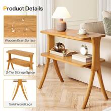 Tribesigns Farmhouse End Table With 2-Tier Storage Shelf And Solid Wood Legs, Slim Modern Bedside Table Nightstand For Bedroom, Small Spaces, Entryway, Walnut - màu nâu - Xem 9