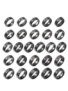 Hipoem 1 时尚简约字母单戒指适合男女日常搭配使用节日首饰情人节礼物珠宝戒指,妈妈,母亲,母亲节,礼物 - 黑色 - 查看 8