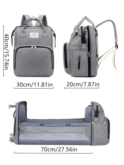 时尚多功能背包尿布包；便携式可折叠妈咪包；大容量轻便可折叠婴儿床背包