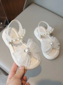 1 Pair Cartoon Rhinestone Princess Sandals For Girls, Toddler To Little Kid Open-Toe Summer Beach Shoes, Soft Sole, 2025 New