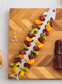 1 peça de garfo em formato de espinha de peixe para churrasqueira ao ar livre em aço inoxidável com abridor de garrafas, utensílios multifuncionais para churrasco