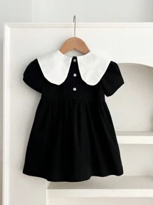 Vintage Embroidered Short Sleeve Princess Dress For Young Girl, Summer - Black - View 3