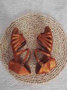 女童拉丁舞鞋，室内软底舞蹈鞋 - 棕色 - 查看 4