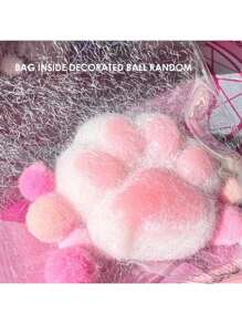 全新粉色猫爪设计减压玩具，柔软可挤压发条玩具，毛绒柔软立方体