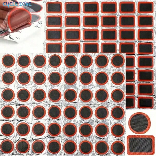 96/48pcs Rectangular & Round Tire Repair Glue Patch, Suitable For Bicycle, E-Bike, Tubeless Tire Puncture Repair, Cycling Maintenance