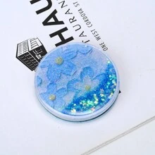 1pc/2pcs/4pcs Folding Double-Sided Mirror Glitter Small Mirror Folding Handheld Pocket Mirror Portable Travel Pocket Makeup Mirror For Pockets, Bags And Travel Gifts Birthday Graduation