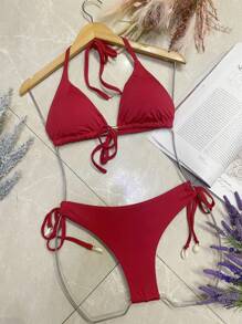 Women's Bikini Set Stretch Fabric - Red - View 1