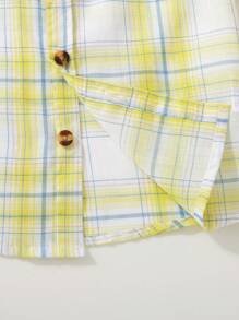 夏季男童格子短袖休闲衬衫