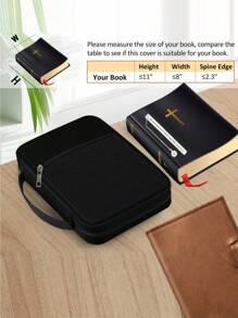 Bolsa para Biblia con letras doradas impresas, funda para Biblia, soporte para Biblia, bolsa de almacenamiento portátil, bolsa para Biblia de tamaño estándar con cremallera y bolsillo, utilizada para el aprendizaje de la Biblia, caja de Biblia con letras, bolsa portátil para Biblia, muy adecuada para el aprendizaje de la Biblia de adultos, mujeres y hombres