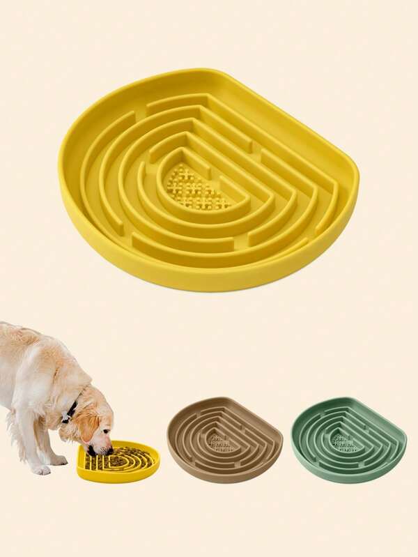 Tigela de silicone quebra-cabeça de 1 peça para alimentação lenta para animais de estimação com ventosa inferior, ajuda na digestão, anti-asfixia, fácil de limpar, design antiderrapante, material de segurança de silicone, reduz o tédio, reduz a ansiedade, alimentador para cães e gatos em ambientes internos e externos