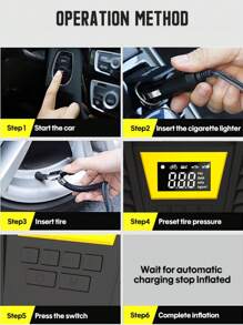 CARSUN 便携式车载空气压缩机 - 汽车配件，全新 22 缸可充电电动气泵，带数字压力表和自动充气停止功能，多功能无绳轮胎充气机，适用于汽车轮胎、自行车、摩托车和气球，节日礼物