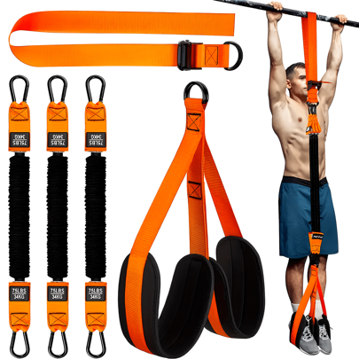 Pull-Up Assist Bands, Adjustable High Resistance Bands Set Of 3, Includes Comfortable Fabric Foot/Knee Support, For Pull-Up Assist, Home Fitness, Body Stretching And Pull-Up Training Gym Accessories, Sports, Gym, Home Workout