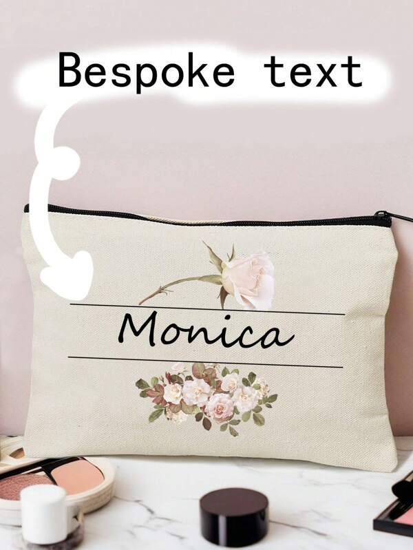 Novas bolsas de cosméticos, bolsas de cosméticos com texto personalizado, podem ser personalizadas para seu design exclusivo, bolsas de cosméticos leves de lona com zíper também são ótimas para comprar porta-moedas, estojos de lápis, perfeitas para compras, encontros, férias, viagens, festivais, festas ou como presentes, bolsa de maquiagem, acessórios de viagem