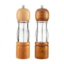 Salz und Pfeffermühle,Holz Gewürzmühle mit Keramikmahlwerk,Einstellbarer Schleifgrad,Gewürzmühlen 2er-Set,Manuelle Salzmühle,tklare Schicht