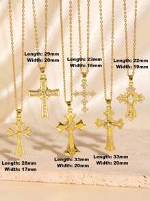 1 Stück vielseitiger Zirkonia 18K vergoldeter Kreuz Halsketten Anhänger, tolles Geschenk für Freunde