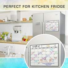 1 Magnetic Fridge Calendar - Strong Magnetic Backing, Smooth Dry Erase Surface, Practical Calendar, Whiteboard - Great For Self-Disciplined Planning - Great For Kitchen Organization, Meal Planning, Family Planning, Reminders And Fridge Notes