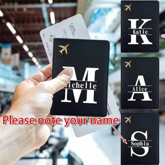 1pc Customized Name Travel PU Passport Cover Leather Passport Sleeve Holder Protective Organizer Portable RFID Blocking Documents Storage Wallet Coin Purse ID Card Slim Bank Business Card Case Waterproof Travel Accessories Personalized Air Ticket Clip Foldfor Office Business DIY Ultra Slim Protector