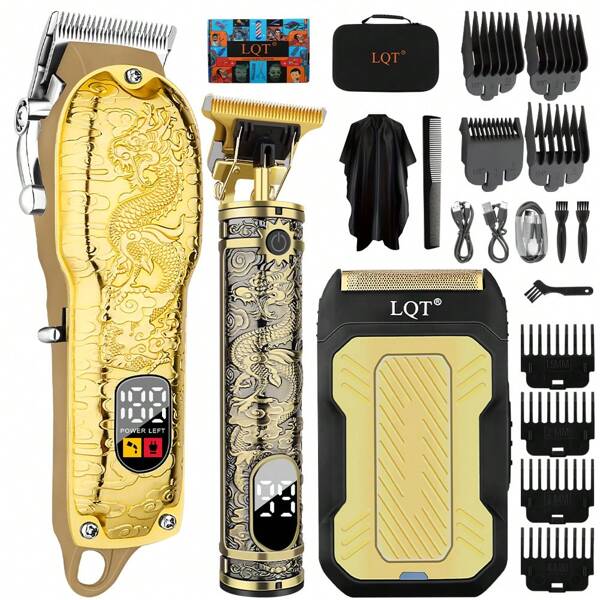 LQT LQT 1/2/3pcs,USB Rechargeable Electric Hair Clipper, Professional Precision Trimmer, Ergonomic Design, Cordless & Efficient For Beard, Sideburns, & Full Body Grooming,Portable & Lightweight Electric Shaver, Cordless Trimmer For Men,LED Display, Precision Cutting For Hair & Beard
