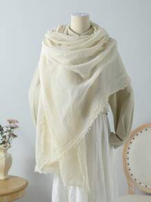 1pc New Solid Color Hairbeard Simple Scarf Women's Multi Color Artistic Leisure Headscarf Daily Vacation Travel Beach Sunscreen Shawl And Festival Gifts - A - View 12