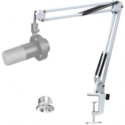  White Boom Arm For Fifine K688 - White Mic Arm Compatible With Fifine K688 Microphone, Professional Adjustable Scissor White Microphone Boom Arm Stand By YOUSHARES