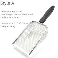Pala para residuos de Gato, largo, pala de Metal de acero inoxidable, filtro de, pala para basura, herramienta de limpieza para mascotas, suministros para gatos - C - Ver 6