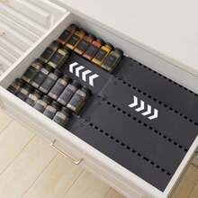 6 pièces organisateur de tiroir d'étagère à épices extensible en acrylique pour placard de cuisine, système d'organisation de tiroirs de 33 cm à 62 cm pour cuisine, placard