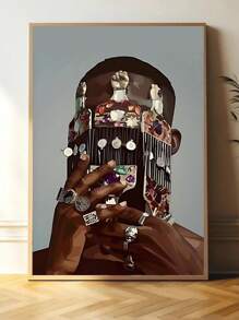 1 张黑色艺术海报，帆布印刷海报，黑色墙壁艺术海报，非洲黑色墙壁艺术，墙壁艺术，黑色美学，抽象艺术，卧室客厅办公室家居装饰，无框架 - 彩色 - 查看 13