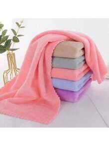 1 Pack Of Mixed Colors (Pink, Gray, Green, Blue, Purple, Lake Blue) Coral Velvet Solid Color Cut Edge Face Wash Towel Soft Absorbent Hand Towel Household Breathable Towel, Household Multifunctional Towel, Highly Absorbent Towel (4 Sizes Available 35*75, 50*100, 70*140, 100*150)