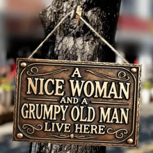 Charming 'Nice Woman And Old For Man' Wooden Sign - Perfect For Home, Bar, Cafe & Garage Wall Decor | Vintage Plaque With Flax Rope Hanger Included - Multicolor - View 7