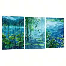 1pcs Pine Frame Canvas Wall Decoration, No Frame - Canvas Painted Wall Decoration, Home Decoration, Holiday Decoration, Mood Decoration, Bedroom Decoration, Living Room Decoration InsideFrame-Thickness 1.5inch - Blue - View 1