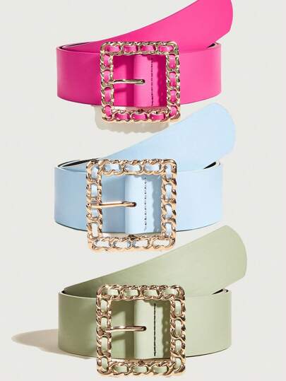 2pcs/1pc BOHO Style Woven Metal Buckle Belt, Pink/Blue/Green Colors Available, Suitable For Dress, Suit, Music Festival, Party, Beach, Christmas, Great Gift For Friends Fall, Autumn, Halloween