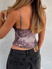 Sexy Seductive Lace Print Camisole Tank Top - Baby Pink - View 6