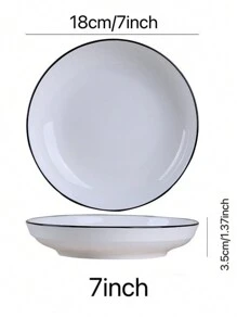 4 件套陶瓷盘子，日式简约意大利面/米饭、沙拉、甜点/三明治盘子，适用于烤箱、微波炉和洗碗机，白色简约设计