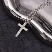 1pc Vintage Cross Pendant Necklace, Choker Necklace For Women - Silver - View 2
