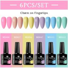 6pcs Gel Nail Polish Set Summer Colorful Semi Permanent UV LED Gel Polish Set Pink Glitter Soak Off Nail Art Varnish Design Manicure Kits DIY Salon At Home Gifts For Women