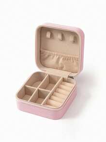 1 pieza Caja de almacenamiento de joyas de cuero PU, caja de almacenamiento de joyas con estilo de botón, caja de colección de joyas, caja de almacenamiento de anillos