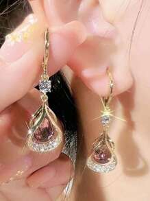 Women's Gold-Tone AB Rhinestone Teardrop Fringe Long Drop Earrings - Party Evening Dress Jewelry