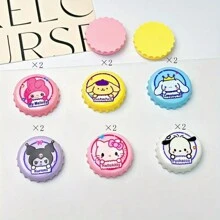 Sanrio 6/12/18 pezzi Accessori per tappi di bottiglia in resina con personaggi Sanrio, per fai da te come cover per telefono, fermagli per capelli, ciondoli, adesivi per frigorifero/tazze, design casuale estivo, per la scuola