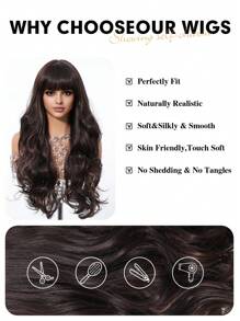 26 Inch Brown Long Curly Wigs For Women Natural Synthetic Heat Resistant Hair Wig Daily Party Cosplay Wigs - Black - View 8