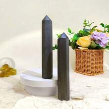 15 厘米天然水晶 Schungite 黑色 Shungite 塔能量石英灵气石穴位魔杖用于治疗家居装饰冥想巫婆 - Shungite Tower - 查看 6