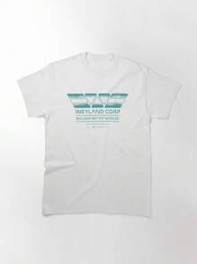Weyland Corp Classic T-Shirt, Women's T-Shirt, 220g Pure Cotton, Casual Crew Neck, Great For Street Style And Everyday Wear. - 白色 - 查看 1