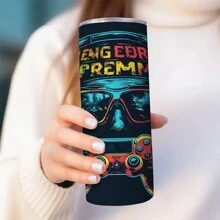 Custom Name 1pc 20oz Add Your Own Text Gamer Themed Stainless Steel Tumbler - Vacuum Insulated Cup With Striking Cartoon Prints