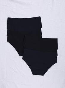 6pcs Women's Seamless Black Hipster Briefs, Comfortable And Breathable