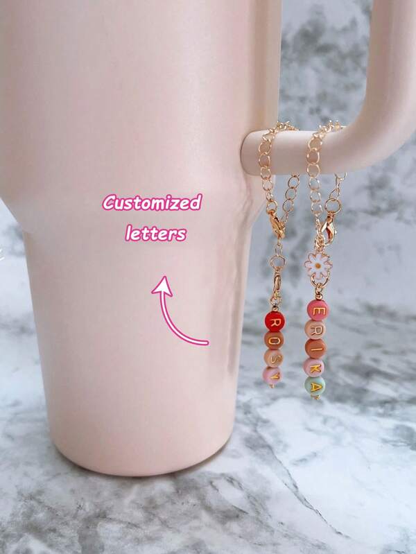 1pc Personalized Letter Minimalist Style Cup Accessories - Straw Cap, Bottle/Cup Accessories - Personalized Letter Straw Lid, Simple Straw Cup Water Bottle