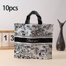 10/50 个带手柄的感谢礼品袋，衣物收纳袋 | 红色/紫色/绿色/蓝色，适用于婚礼、生日、零售购物、回礼、塑料礼品袋（11.8 X 9.8 英寸）