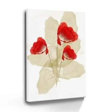 1pc Framed Canvas Red Poppies Painting Watercolor Painting Print Poppy Wall Art Botanical Wall Art Poppy Canvas Print Red Poppy Wall Art Flower Painting Wall Art Canvas Paintings Ideal Gift For Bedroom Living Room Corridor Wall - Black - View 1