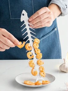 1 peça de garfo em formato de espinha de peixe para churrasqueira ao ar livre em aço inoxidável com abridor de garrafas, utensílios multifuncionais para churrasco