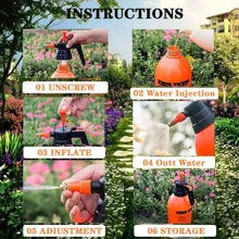 NetHong Orange 2L Handheld Pressure Sprayer, Adjustable Nozzle Garden Watering Sprayer, Portable Pump Spray Bottle - Orange - View 11